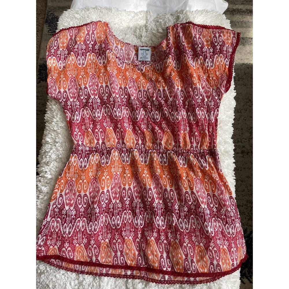 Uproar girls sz. 14/16 lightweight red, orange blouse. pretty